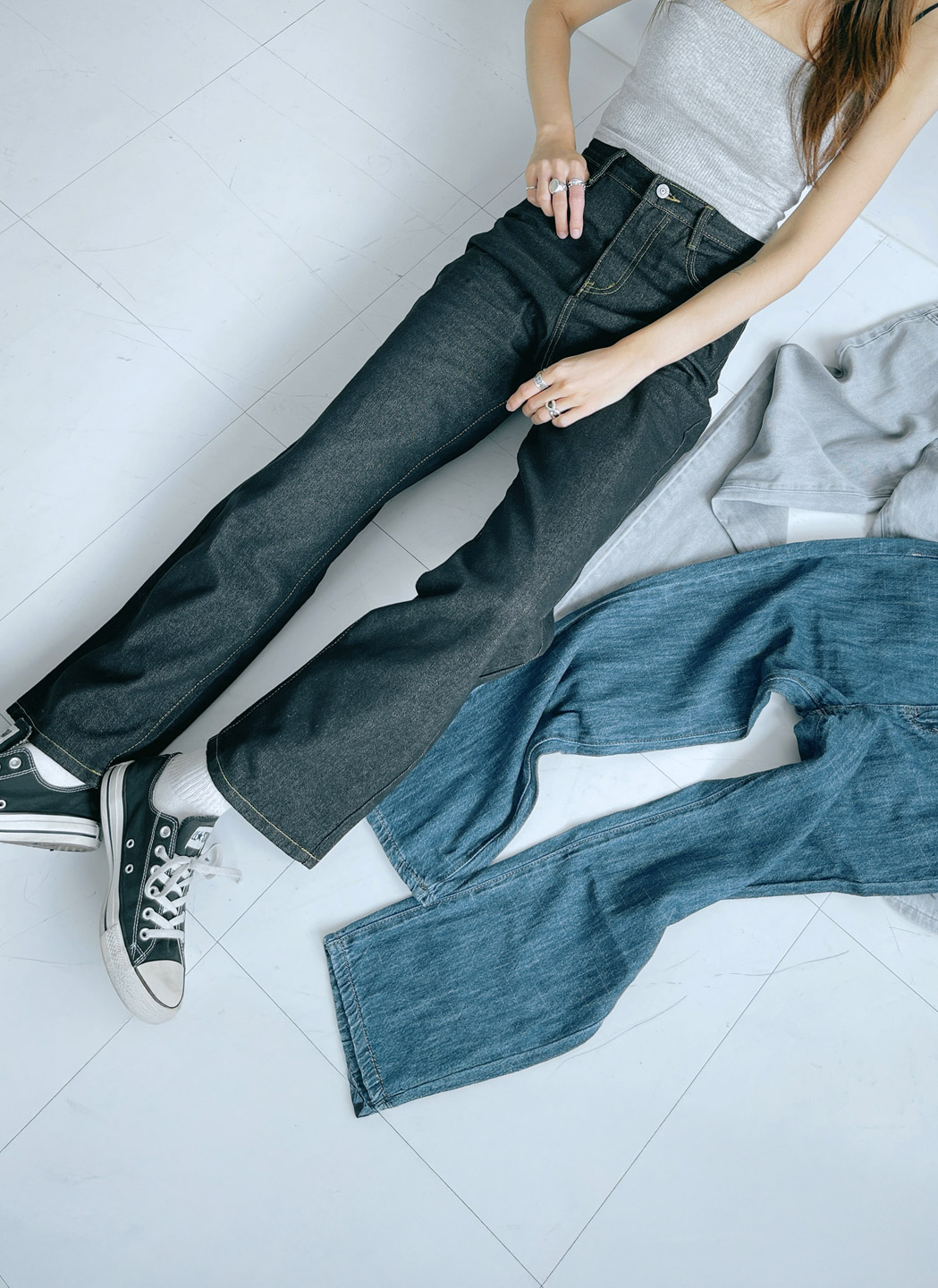 ノンウォッシュステッチストレートデニムパンツ | DHOLIC | 詳細画像9