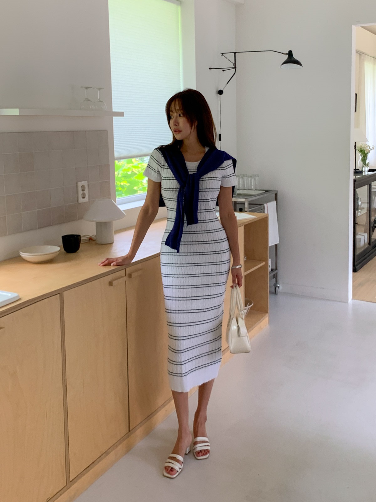 ショール付ニットロング半袖ワンピース | 詳細画像12