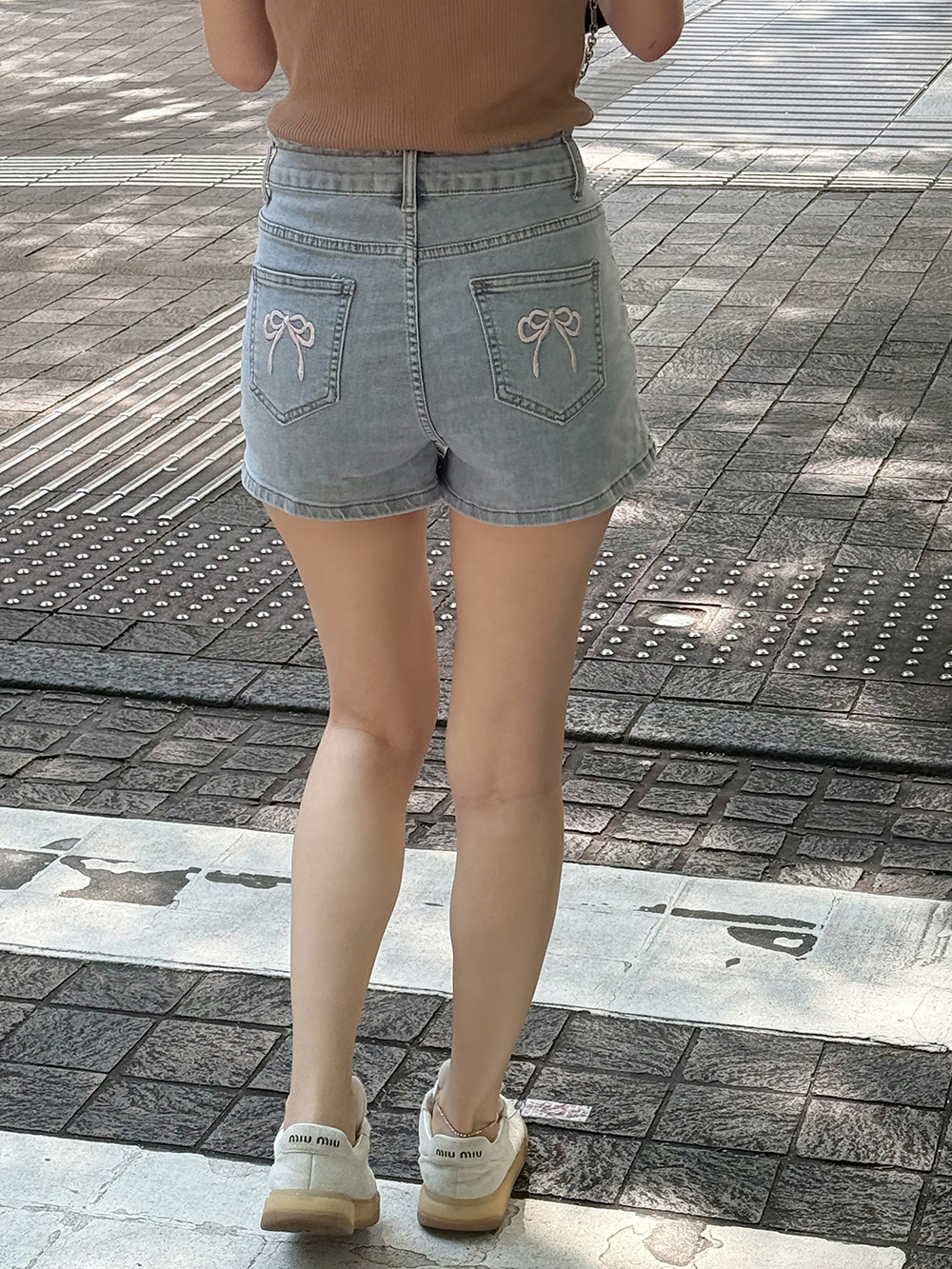 バックリボン刺繍ショートデニムパンツ | 詳細画像6