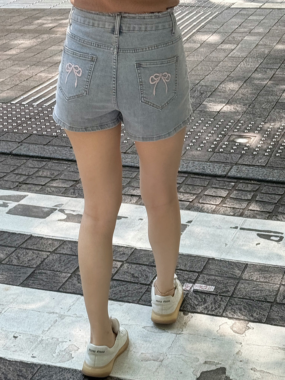 バックリボン刺繍ショートデニムパンツ | 詳細画像7