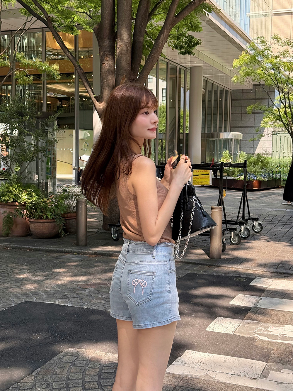 バックリボン刺繍ショートデニムパンツ | 詳細画像9