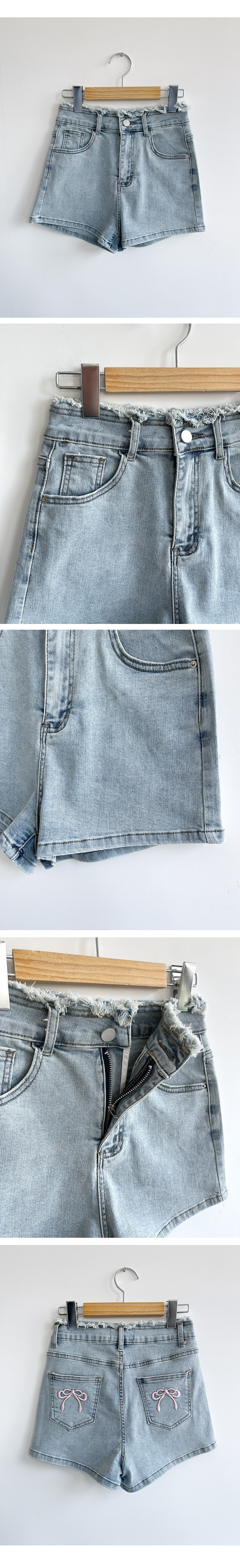 バックリボン刺繍ショートデニムパンツ | 詳細画像14