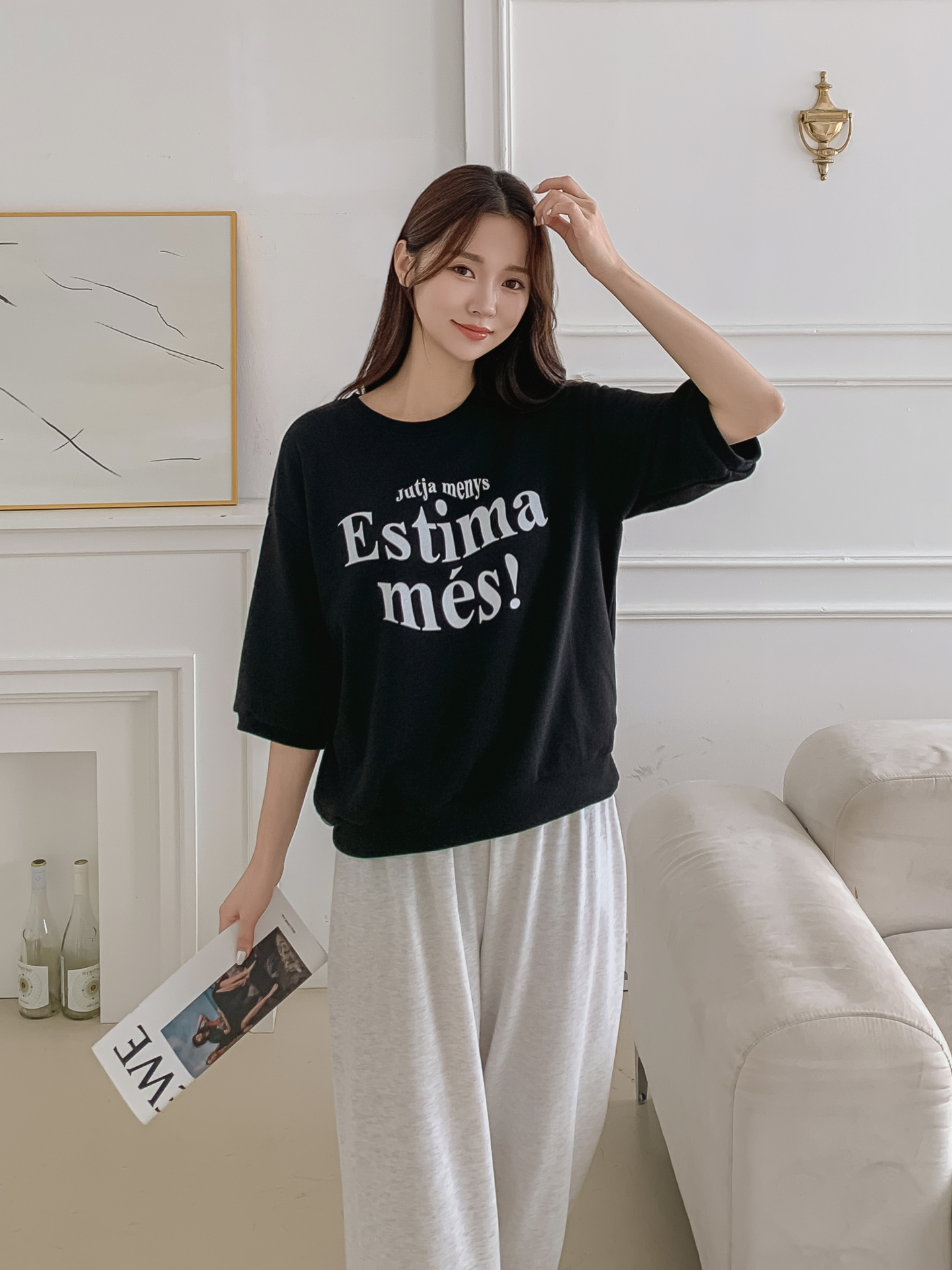 ラウンドネック半袖プリントTシャツスウェット | 詳細画像11