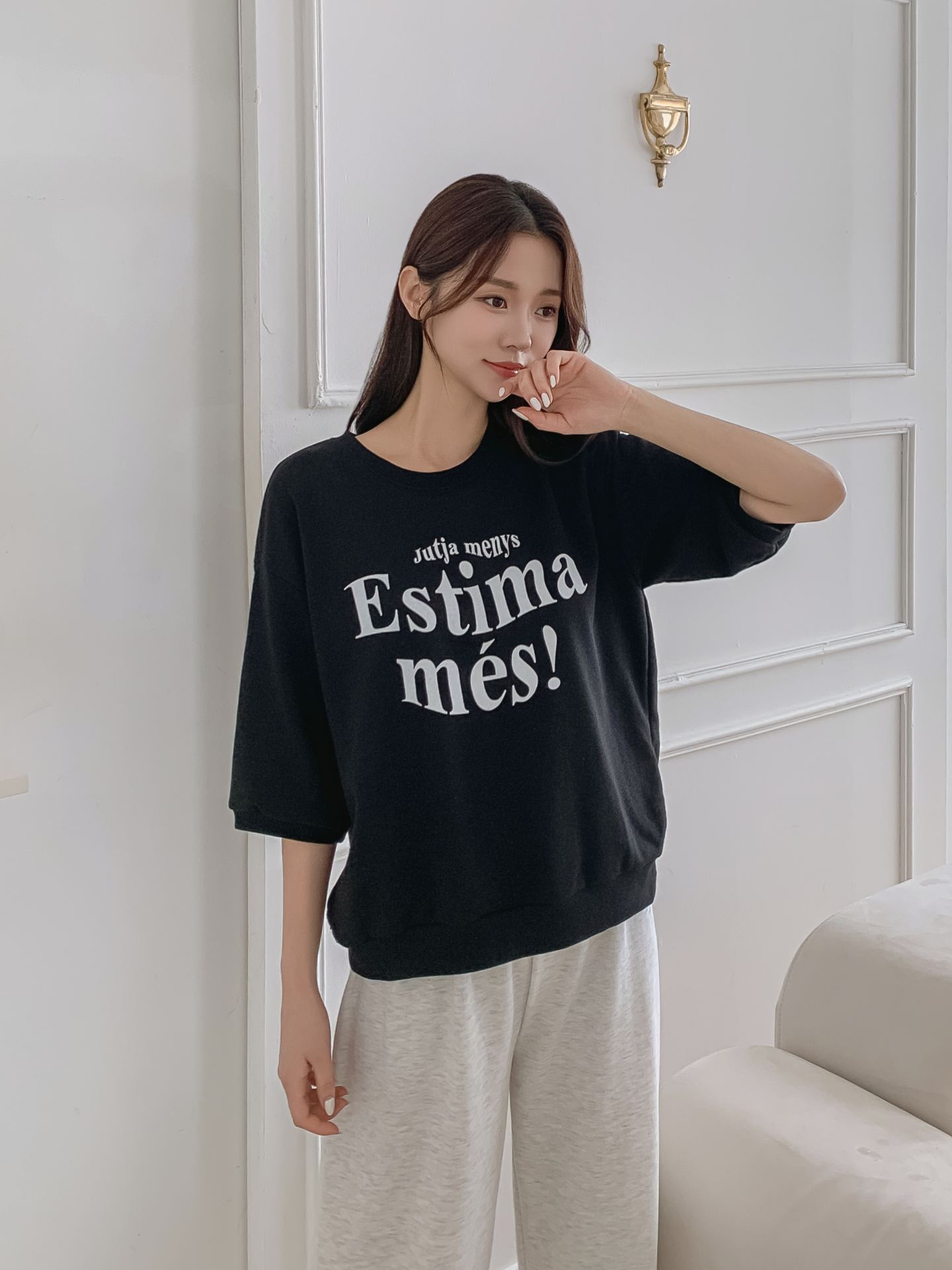 ラウンドネック半袖プリントTシャツスウェット | 詳細画像7