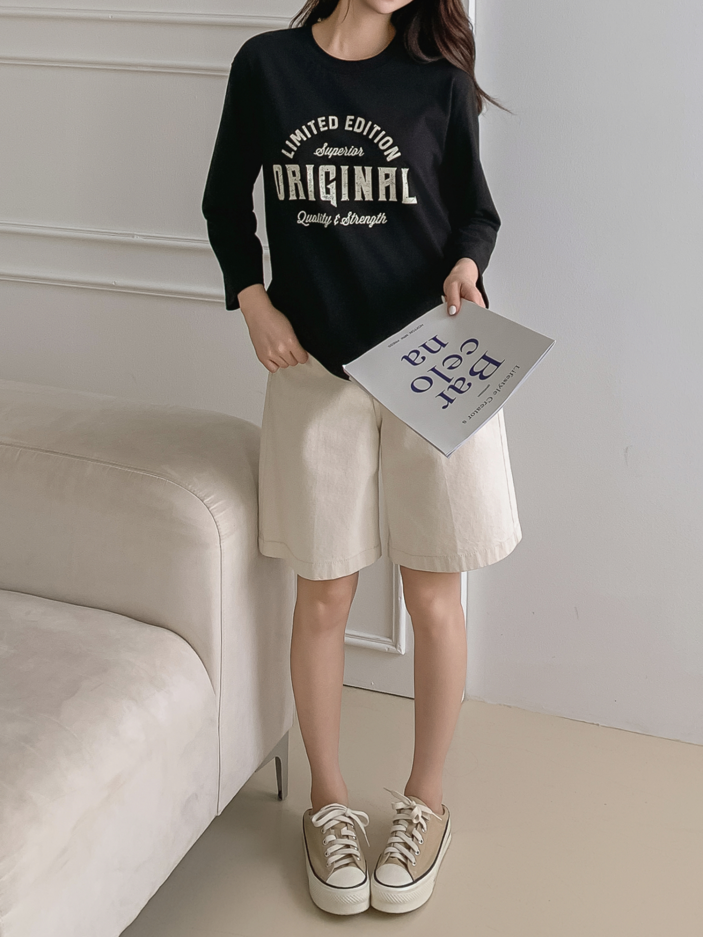 ラウンドネック長袖プリントTシャツ | 詳細画像8