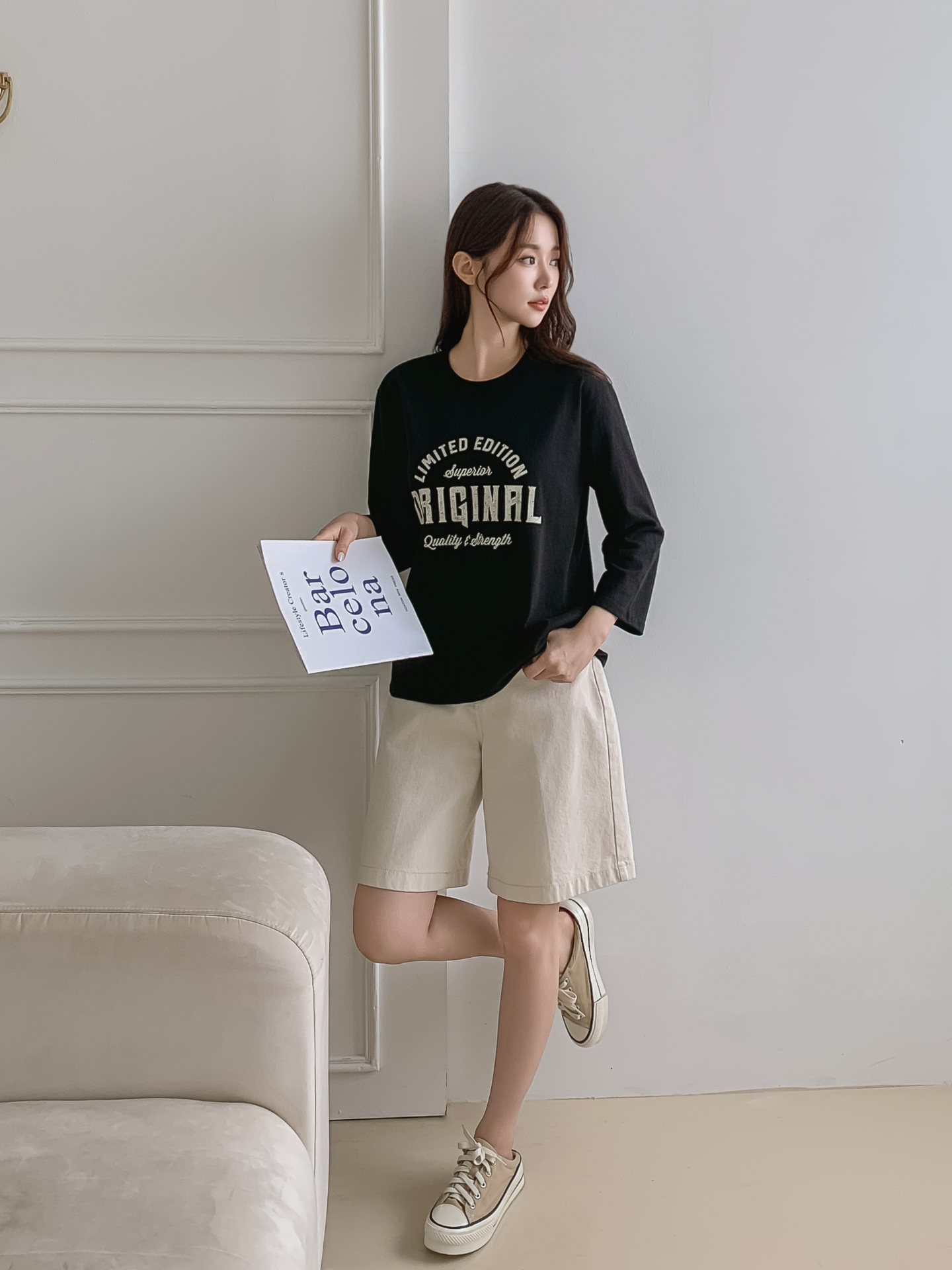 ラウンドネック長袖プリントTシャツ | 詳細画像7