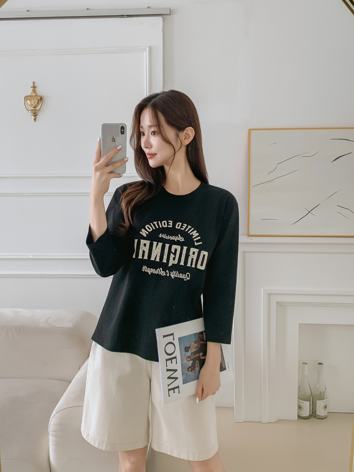ラウンドネック長袖プリントTシャツ | 詳細画像14
