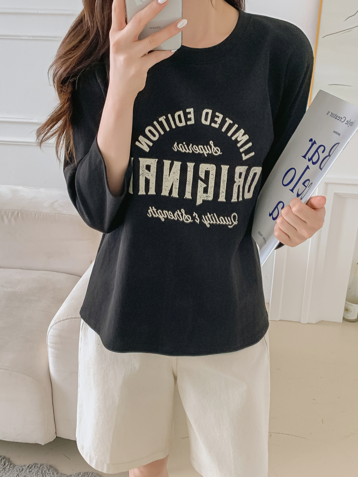 ラウンドネック長袖プリントTシャツ | 詳細画像15