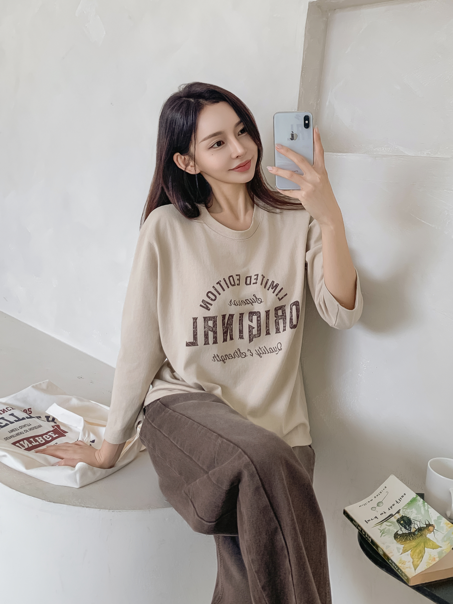 ラウンドネック長袖プリントTシャツ | 詳細画像30