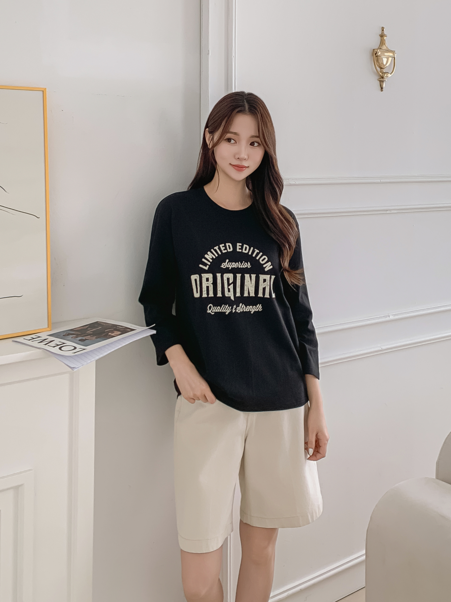 ラウンドネック長袖プリントTシャツ | 詳細画像2