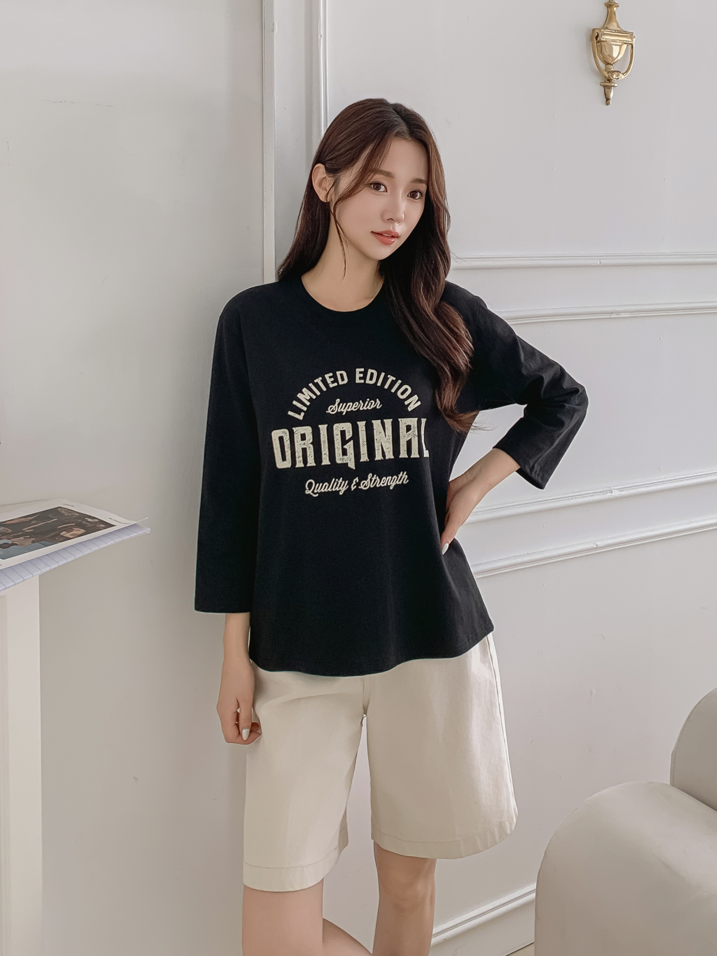 ラウンドネック長袖プリントTシャツ | 詳細画像3