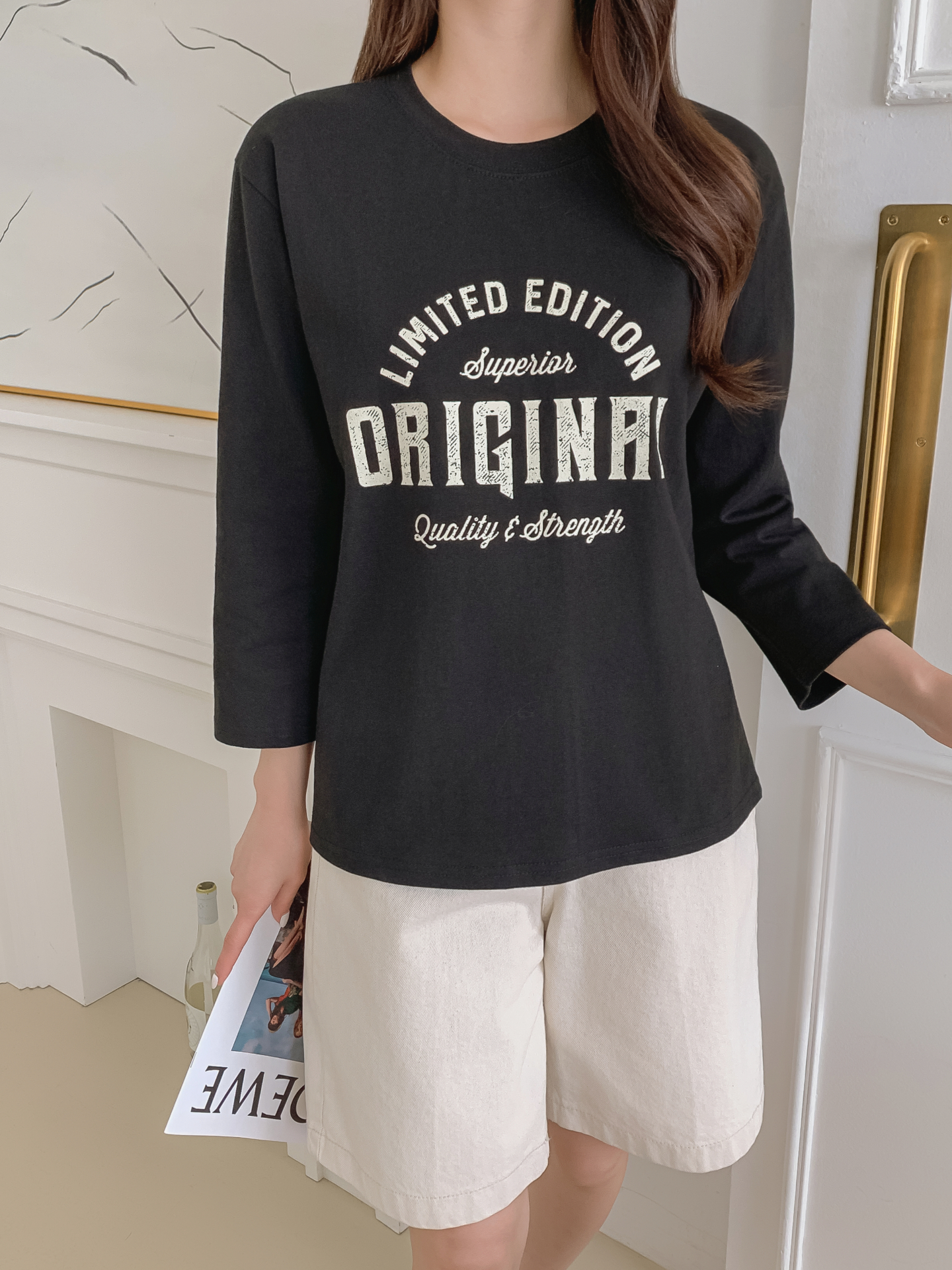 ラウンドネック長袖プリントTシャツ | 詳細画像10