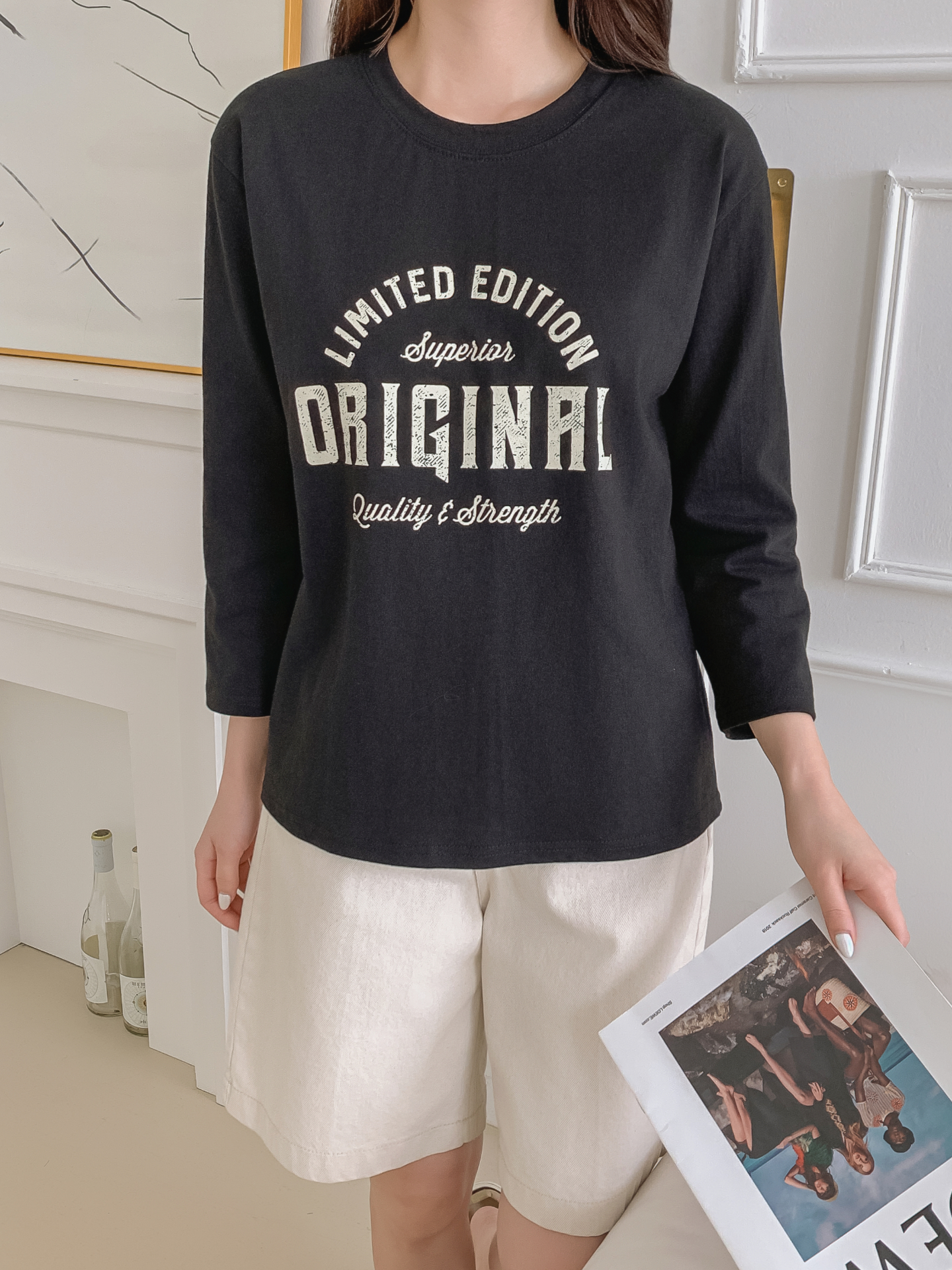 ラウンドネック長袖プリントTシャツ | 詳細画像9