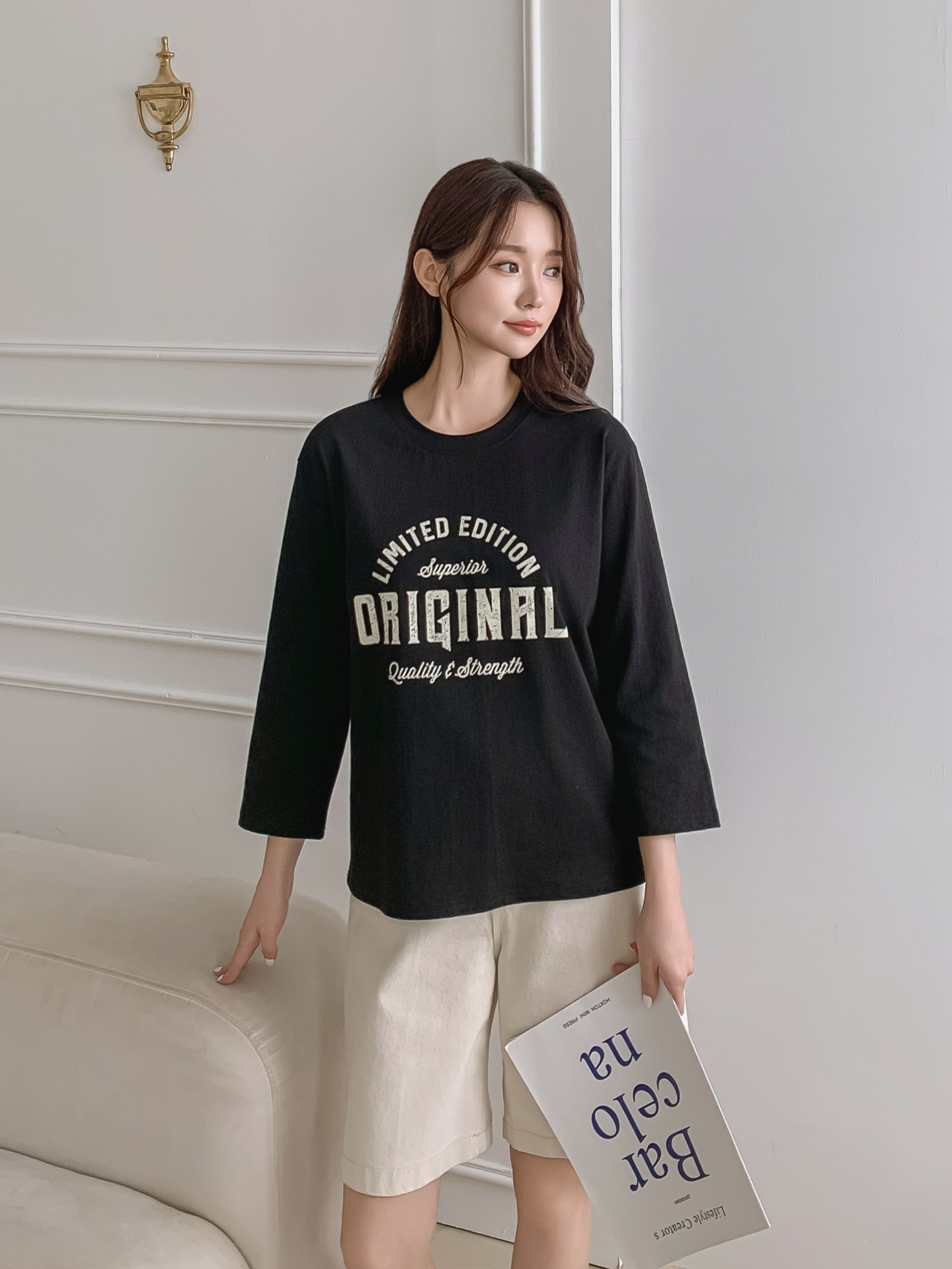 ラウンドネック長袖プリントTシャツ | 詳細画像6