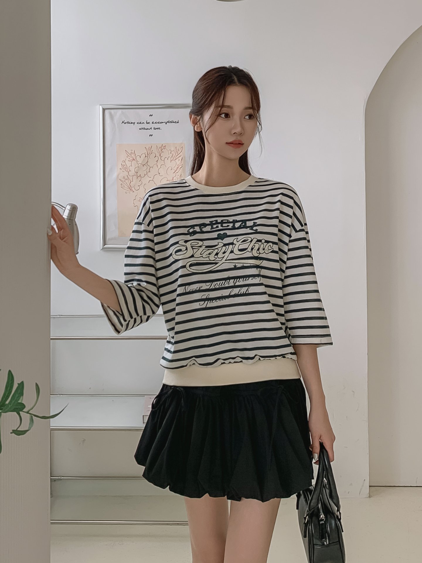 ラウンドネック7分袖ボーダーTシャツスウェット | 詳細画像22