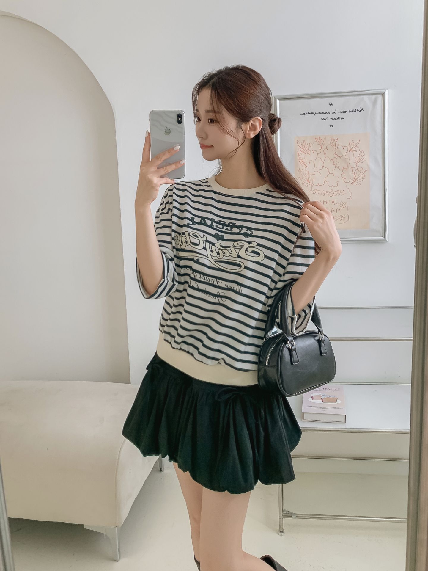 ラウンドネック7分袖ボーダーTシャツスウェット | 詳細画像32
