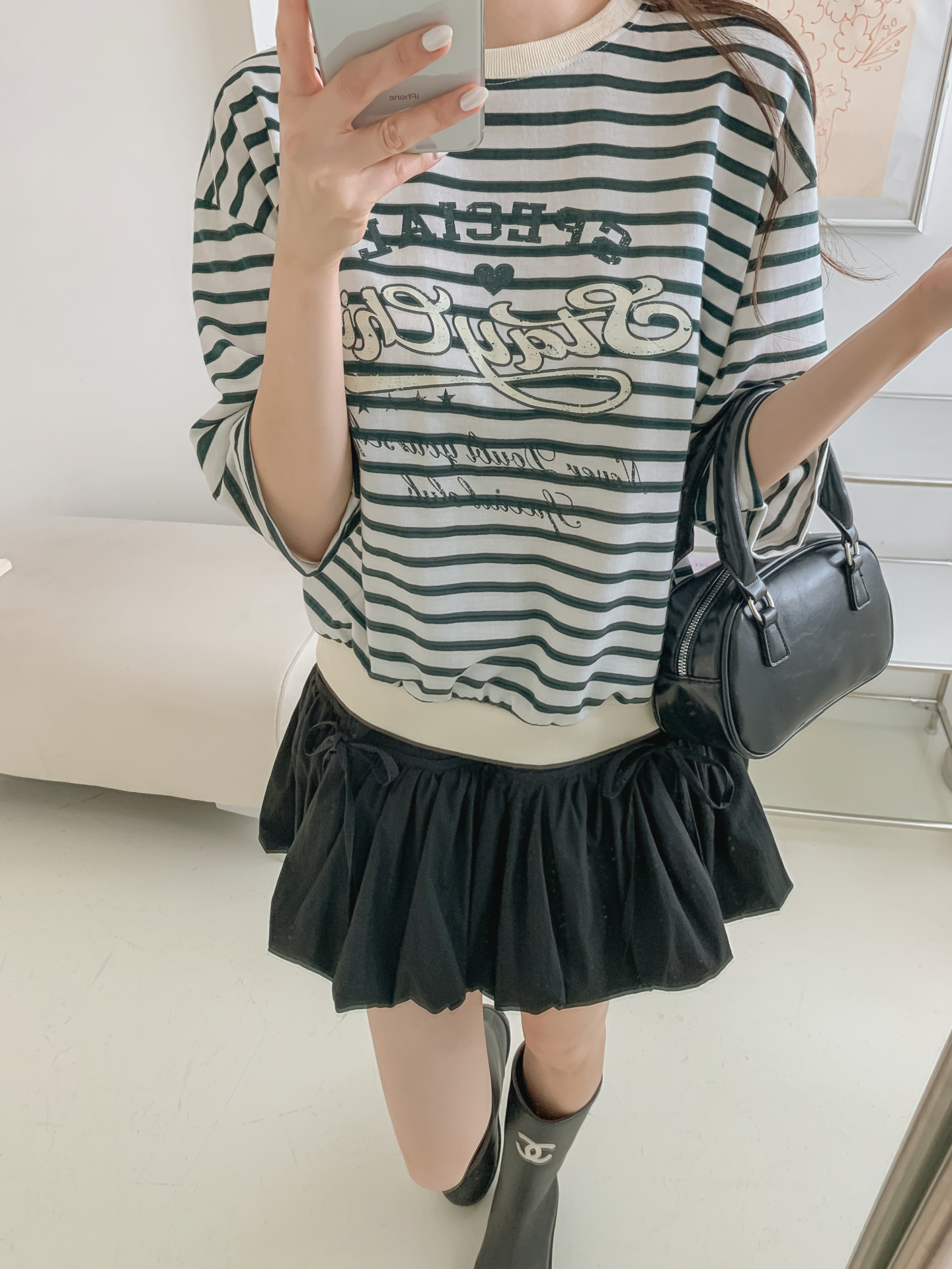 ラウンドネック7分袖ボーダーTシャツスウェット | 詳細画像33