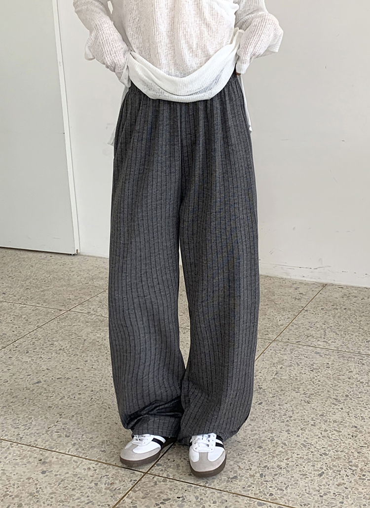 ウエストゴムロングセミワイドストライプパンツ | レディース