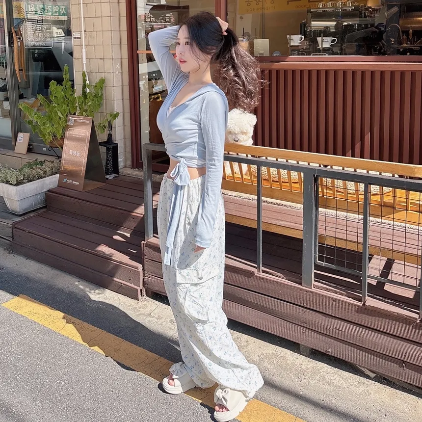 ドローストリングポケットカーゴワイド花柄パンツ | mirangmirang | 詳細画像49