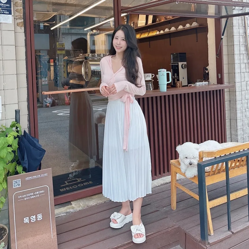 プリーツベーシックバックゴムロングスカート | mirangmirang | 詳細画像67