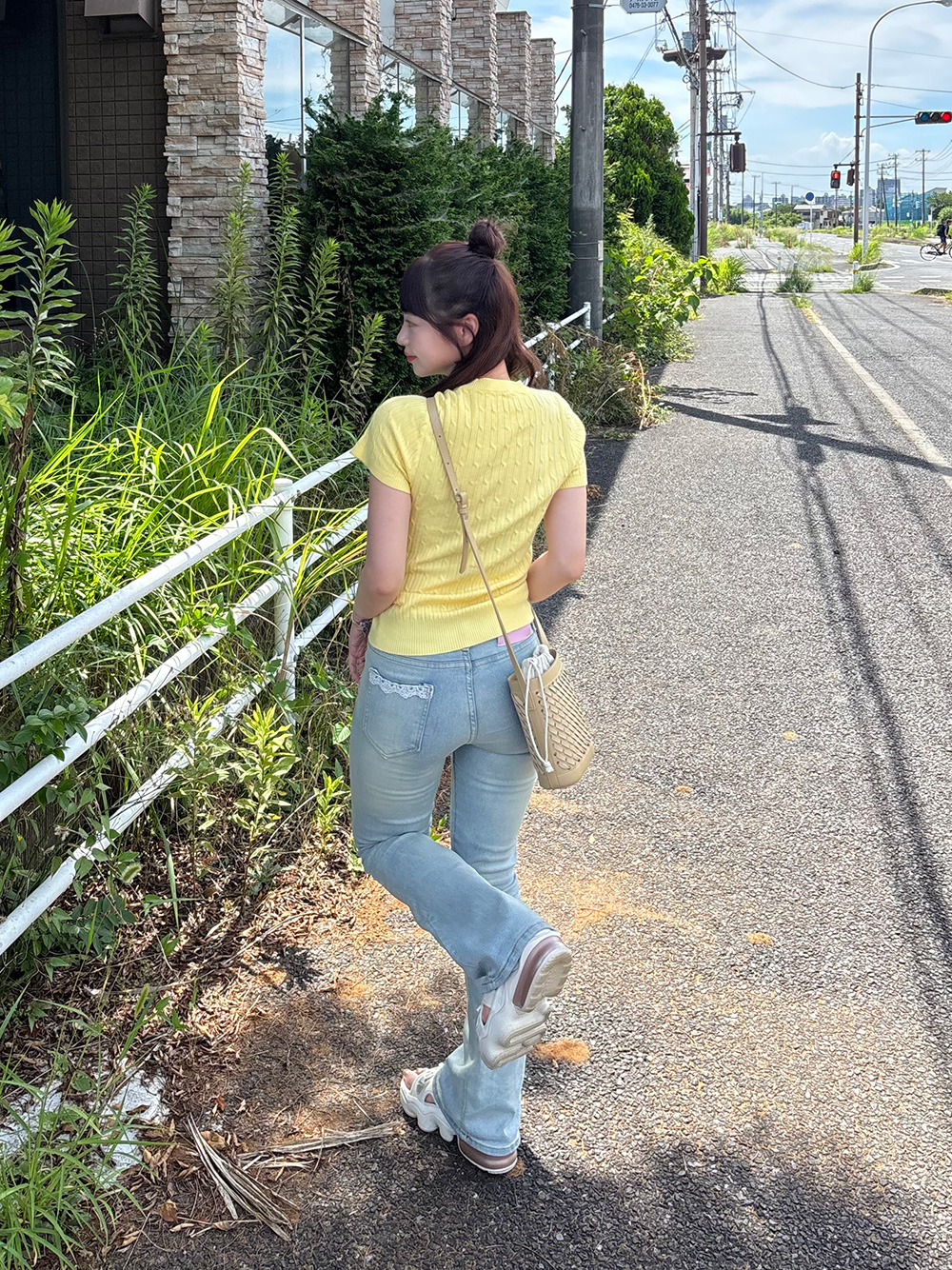 レースウォッシングフレアデニムパンツ | 詳細画像6