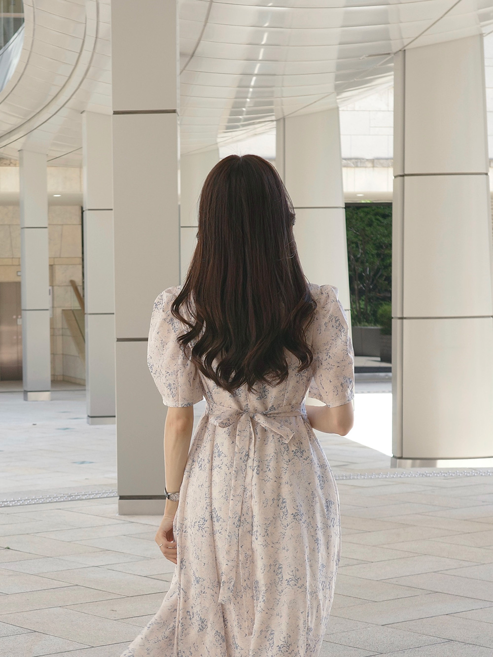 ロング半袖花柄リボンワンピース | 詳細画像8