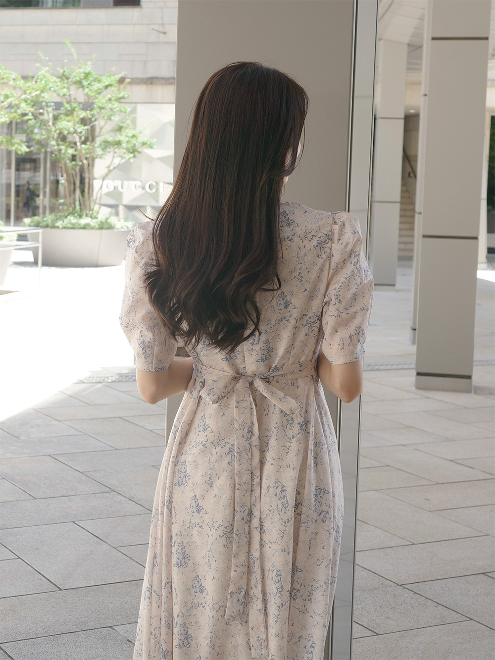 ロング半袖花柄リボンワンピース | 詳細画像11