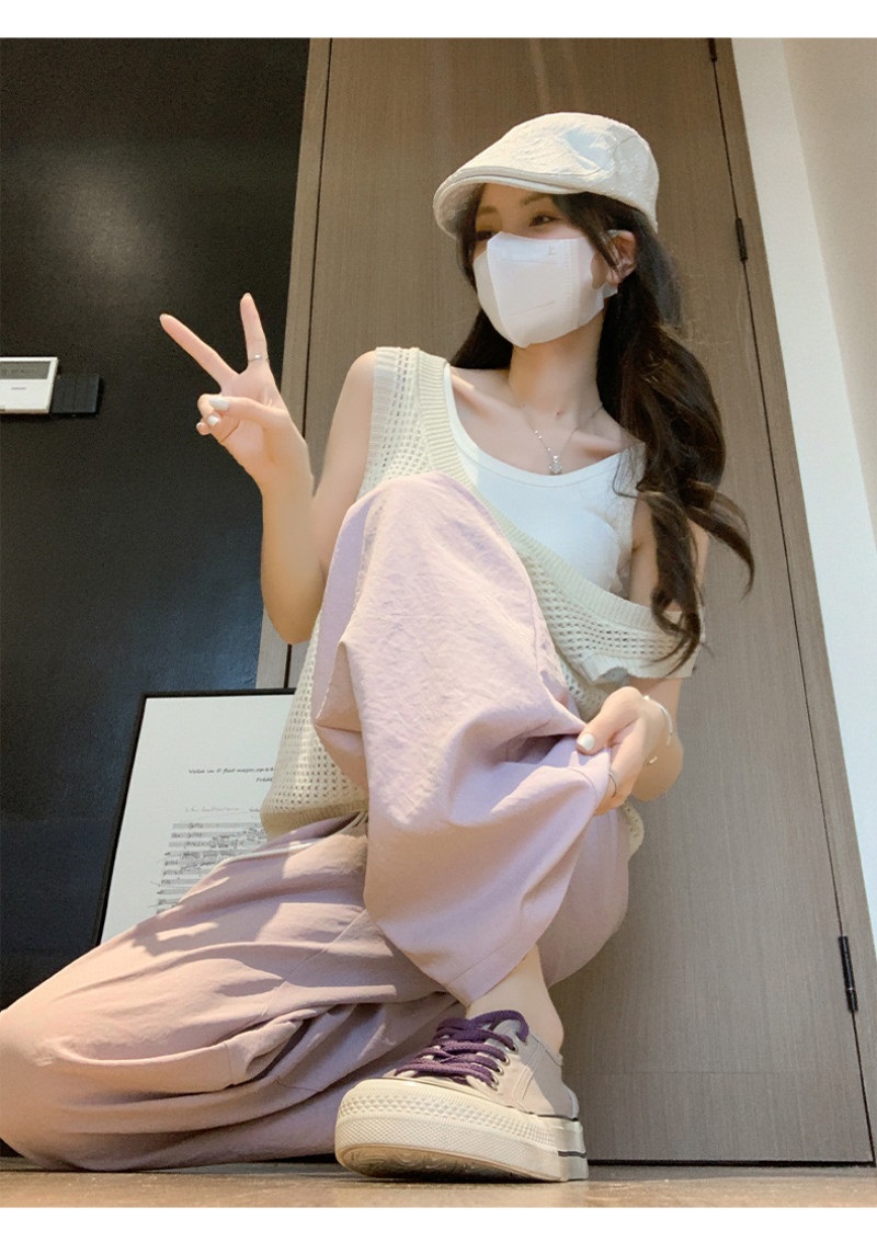 ドローストリングウエストゴムワイド夏パンツ | 詳細画像3