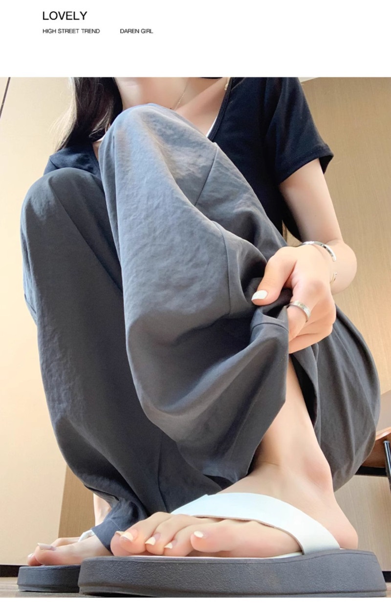 ドローストリングウエストゴムワイド夏パンツ | 詳細画像11
