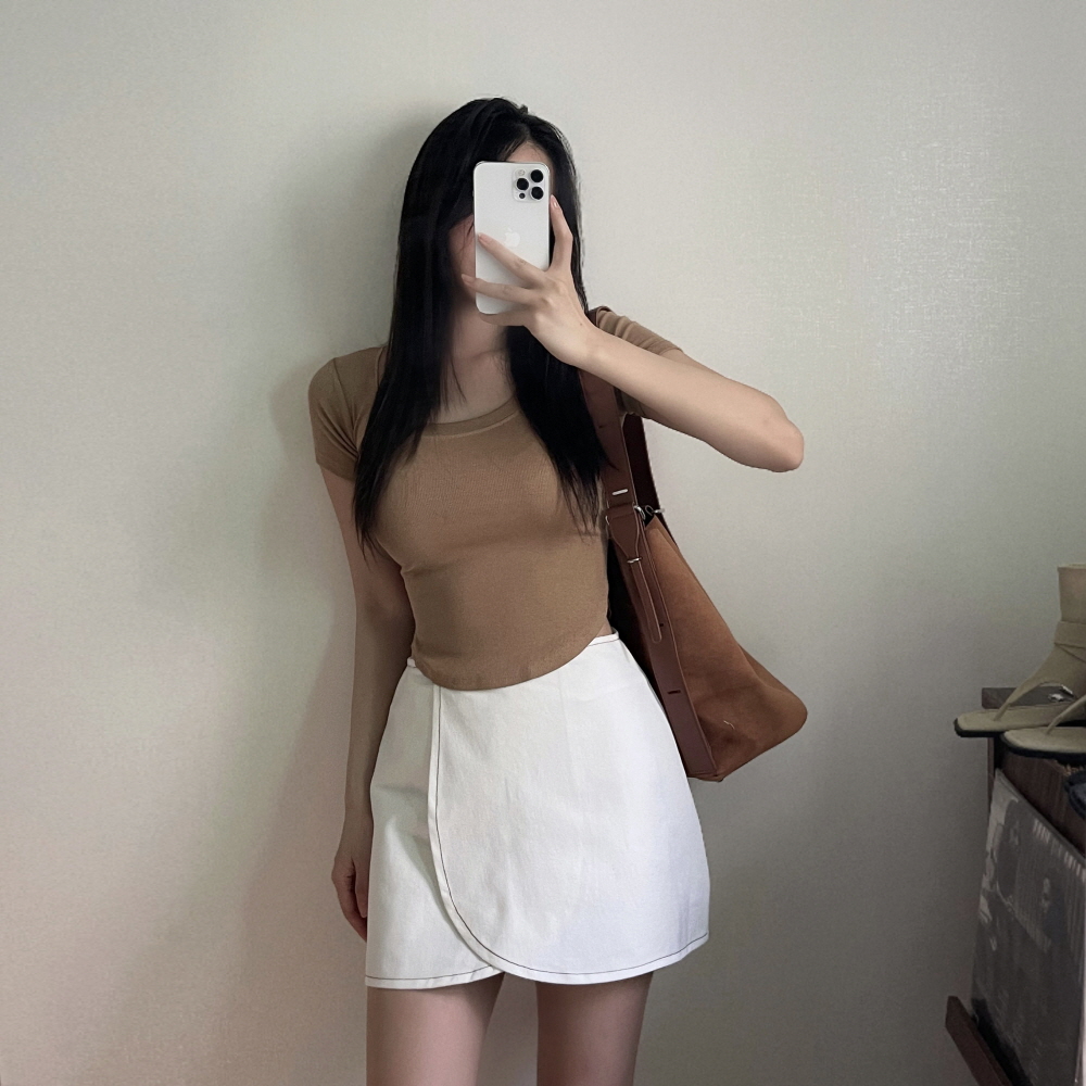 デニムラップ調ミニスカートパンツデニムスカート | レディース