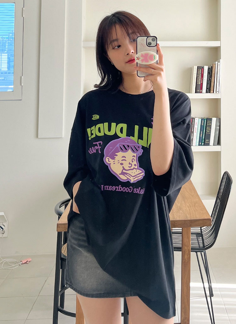 オーバーサイズボクシー半袖プリントTシャツ | レディースファッション