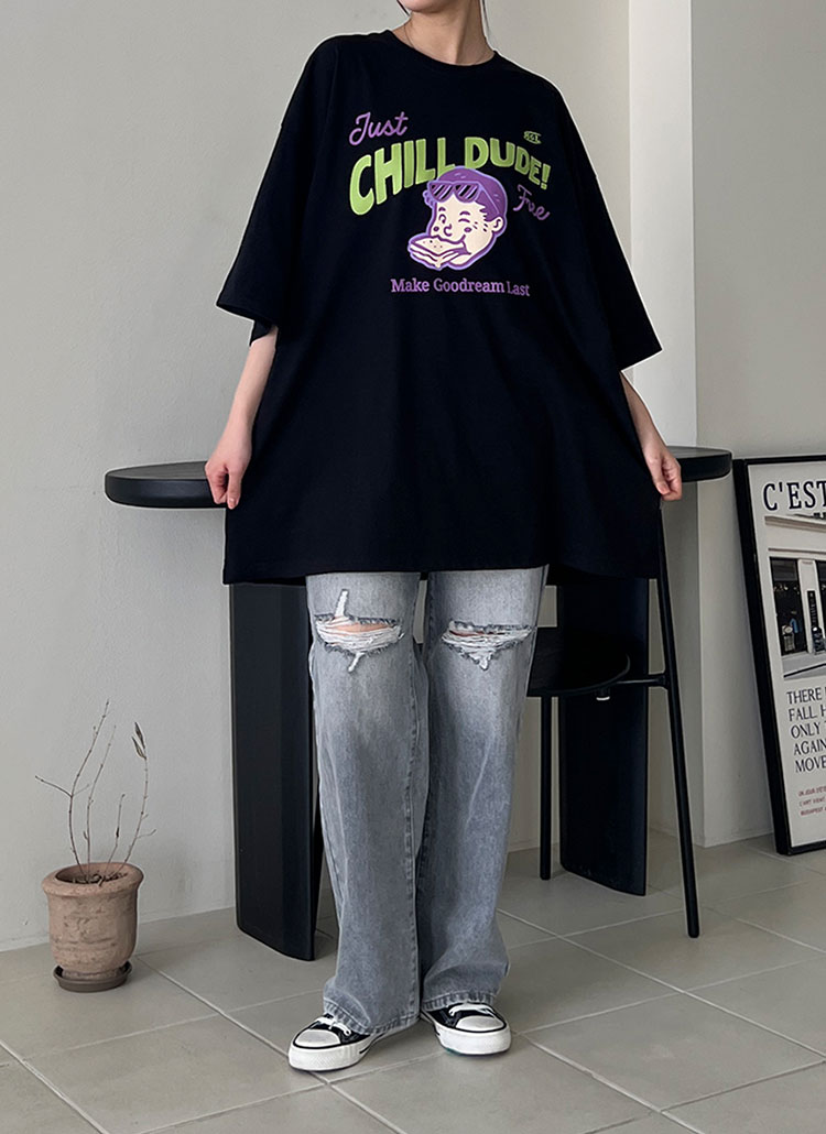 オーバーサイズボクシー半袖プリントTシャツ | レディースファッション