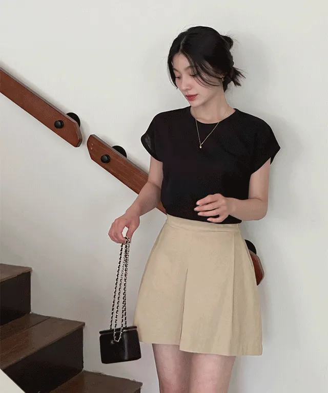 リネン混ジップアッププリーツスカートパンツ | baddiary | 詳細画像1