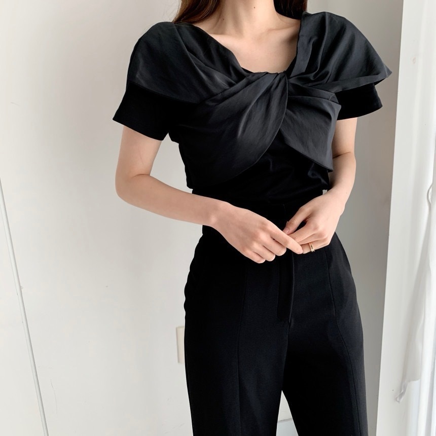 Vネックツイストリボン柄Tシャツ | 詳細画像12