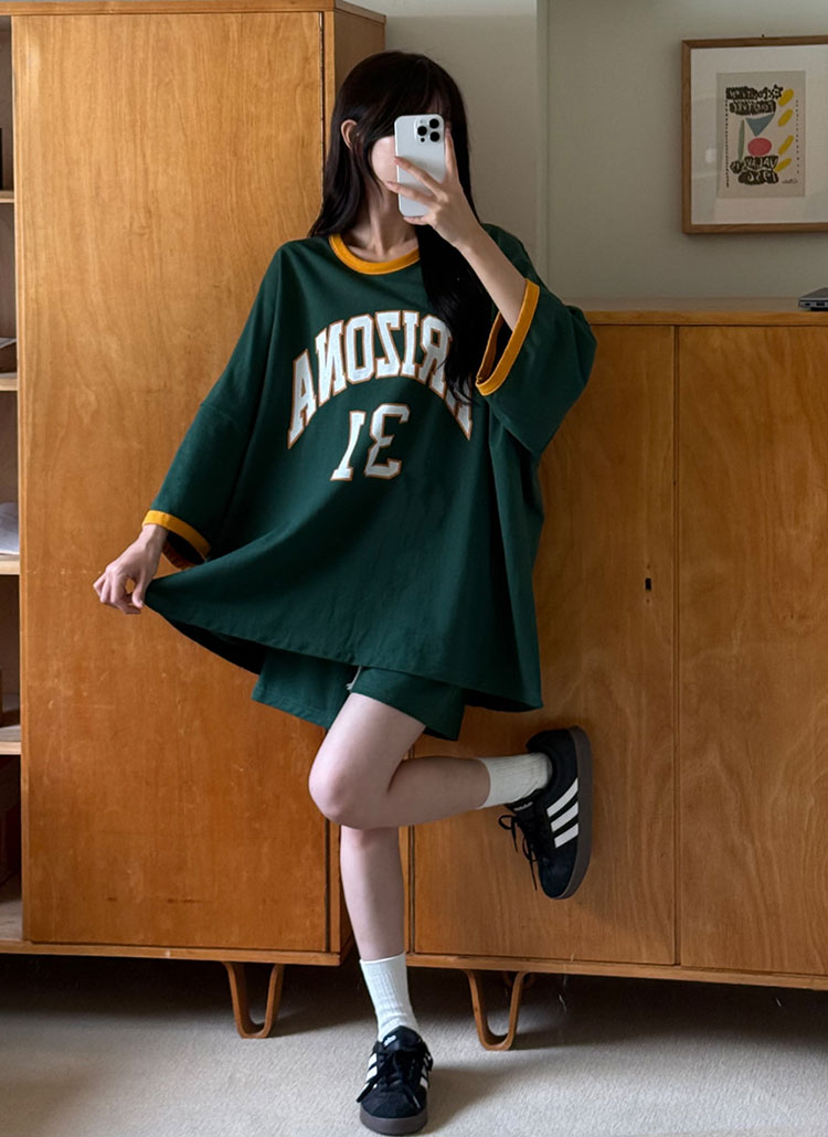 ドルマンボクシー半袖Tシャツショートパンツセットアップ | レディース ドルマンボクシー半袖Tシャツショートパンツセットアップ | レディース