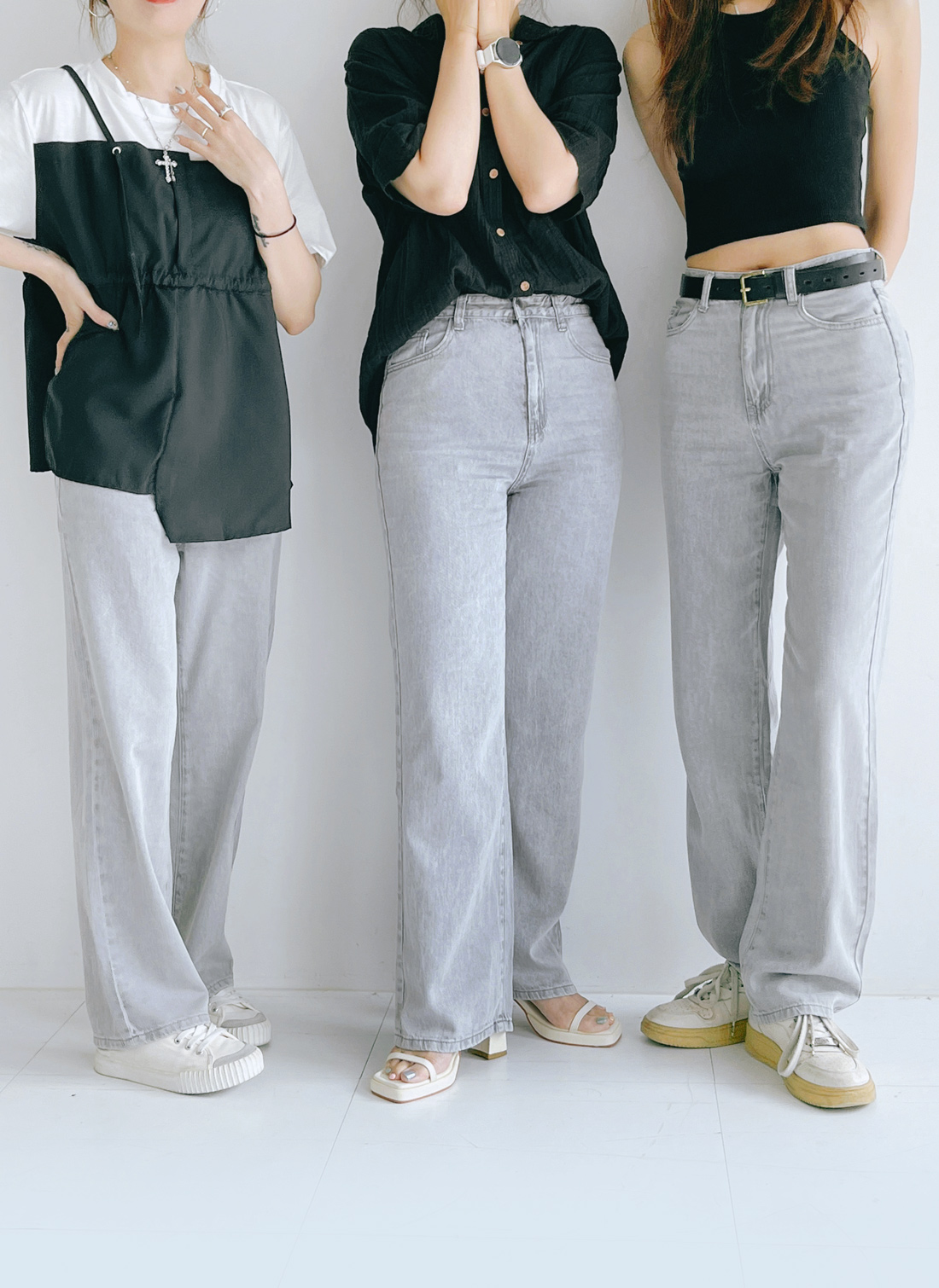 選べる丈]ウォッシングストレートデニムパンツ | レディース
