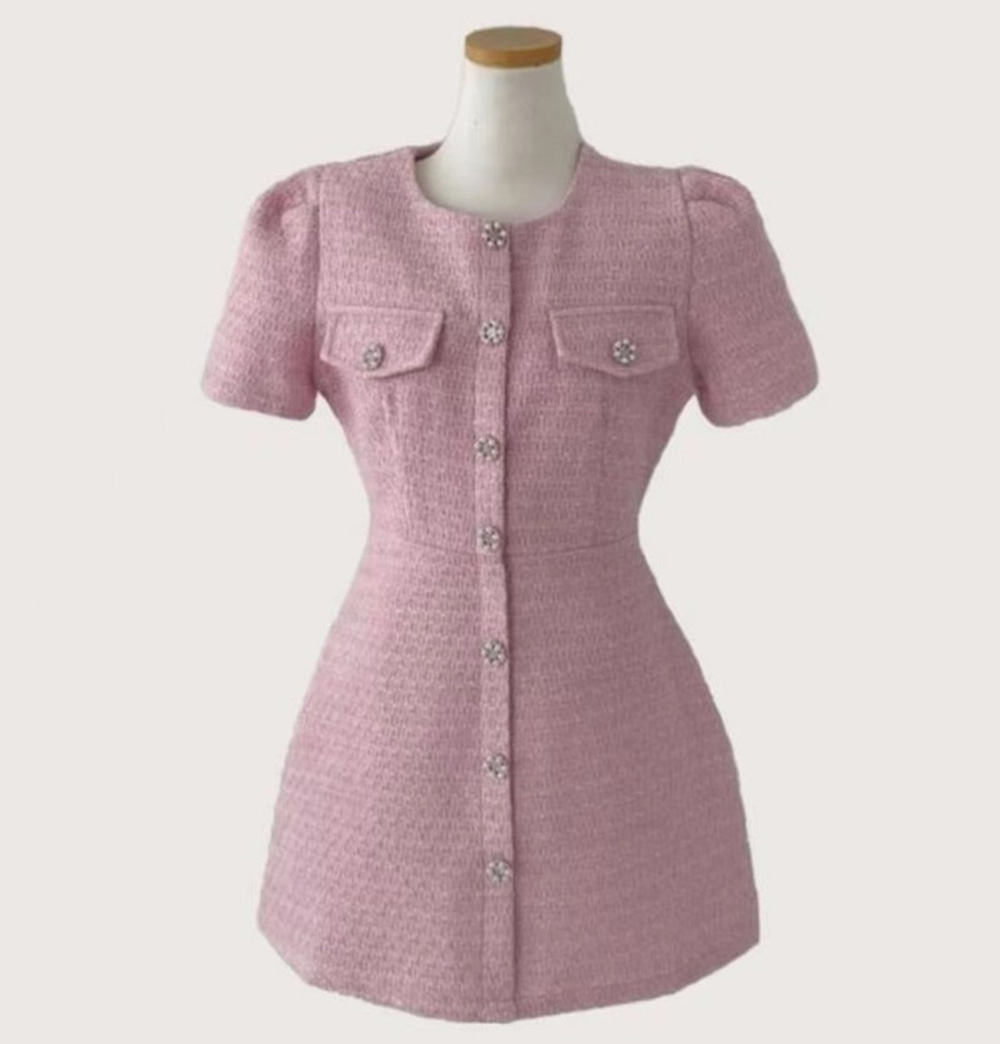 パフスリーブツイードボタンミニワンピース | 詳細画像9