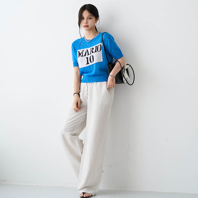 リネン混ウエストゴムワイドポケットパンツ | レディースファッション