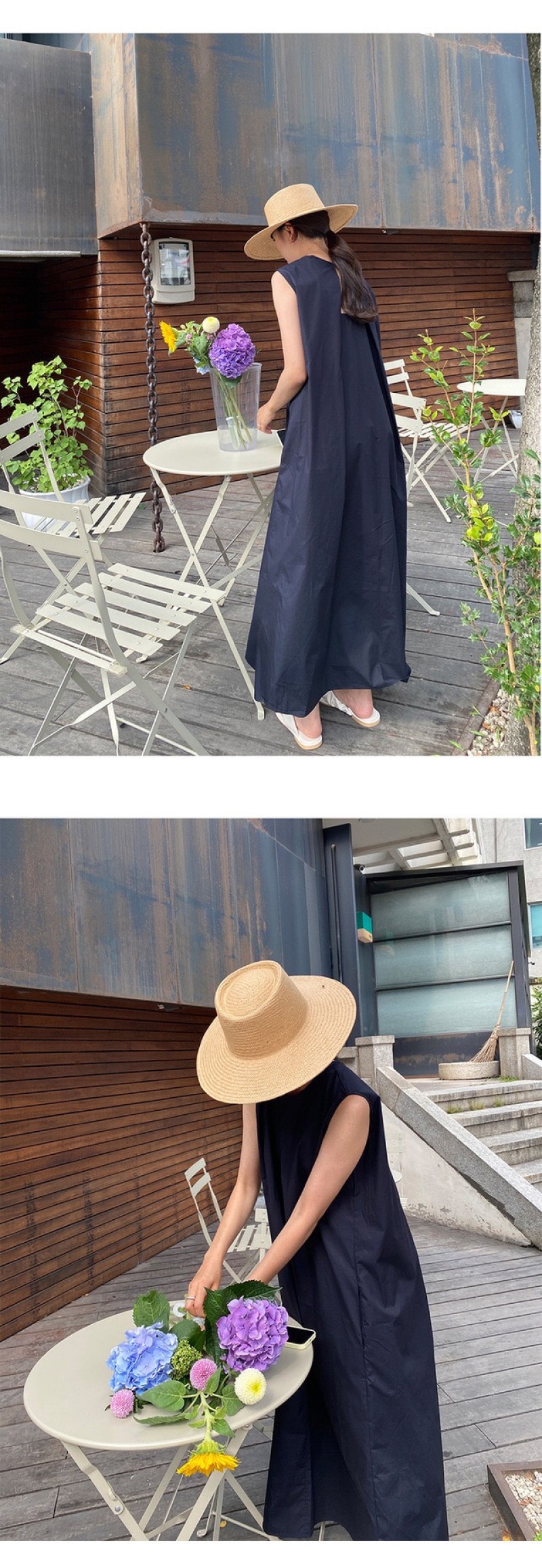 AラインバックレスHライン(ロング丈)無地ノースリワンピース | 詳細画像10