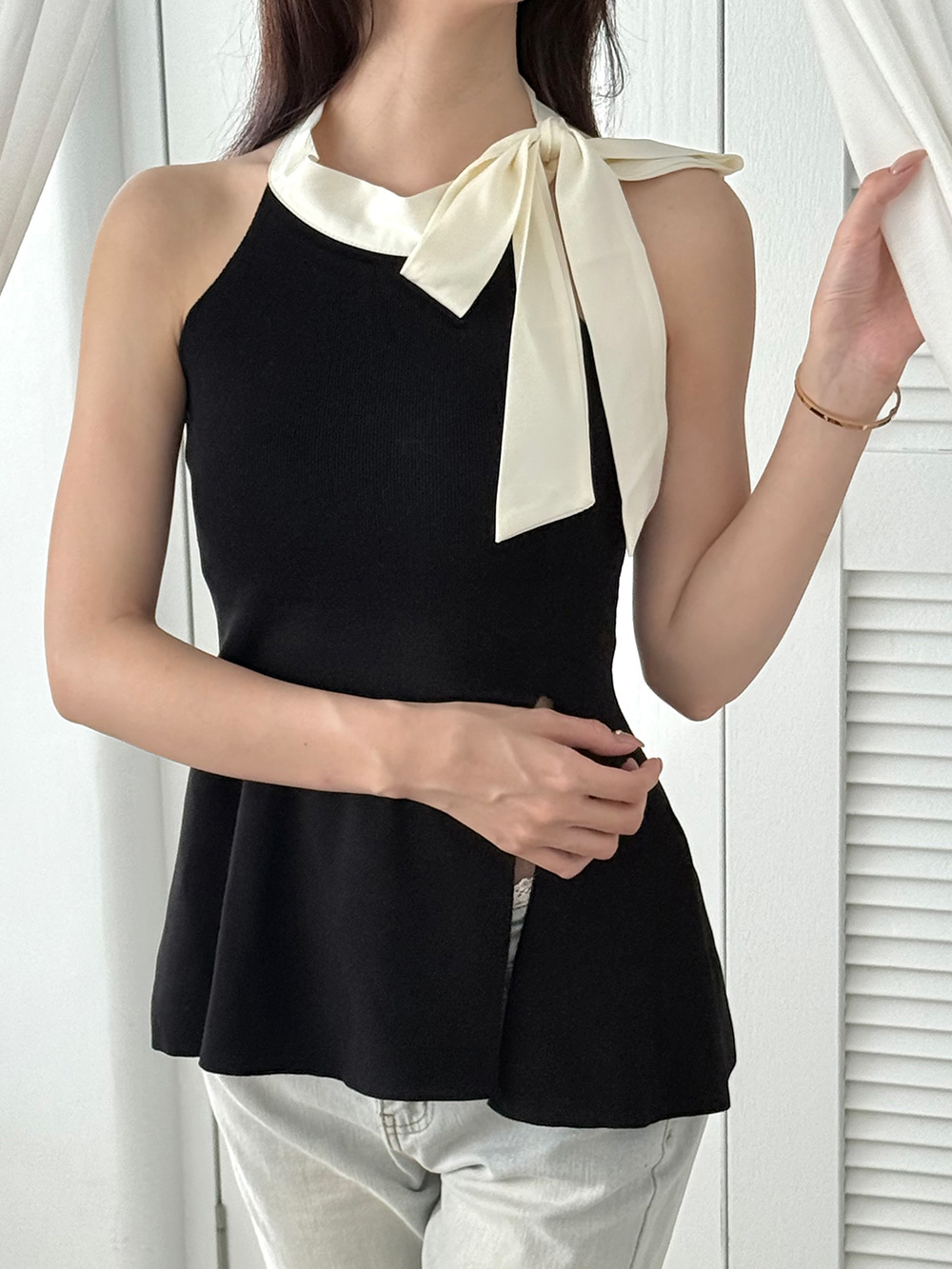 ホルターネックバイカラートップス | 詳細画像2