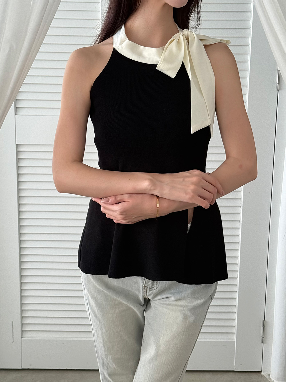 ホルターネックバイカラートップス | 詳細画像3