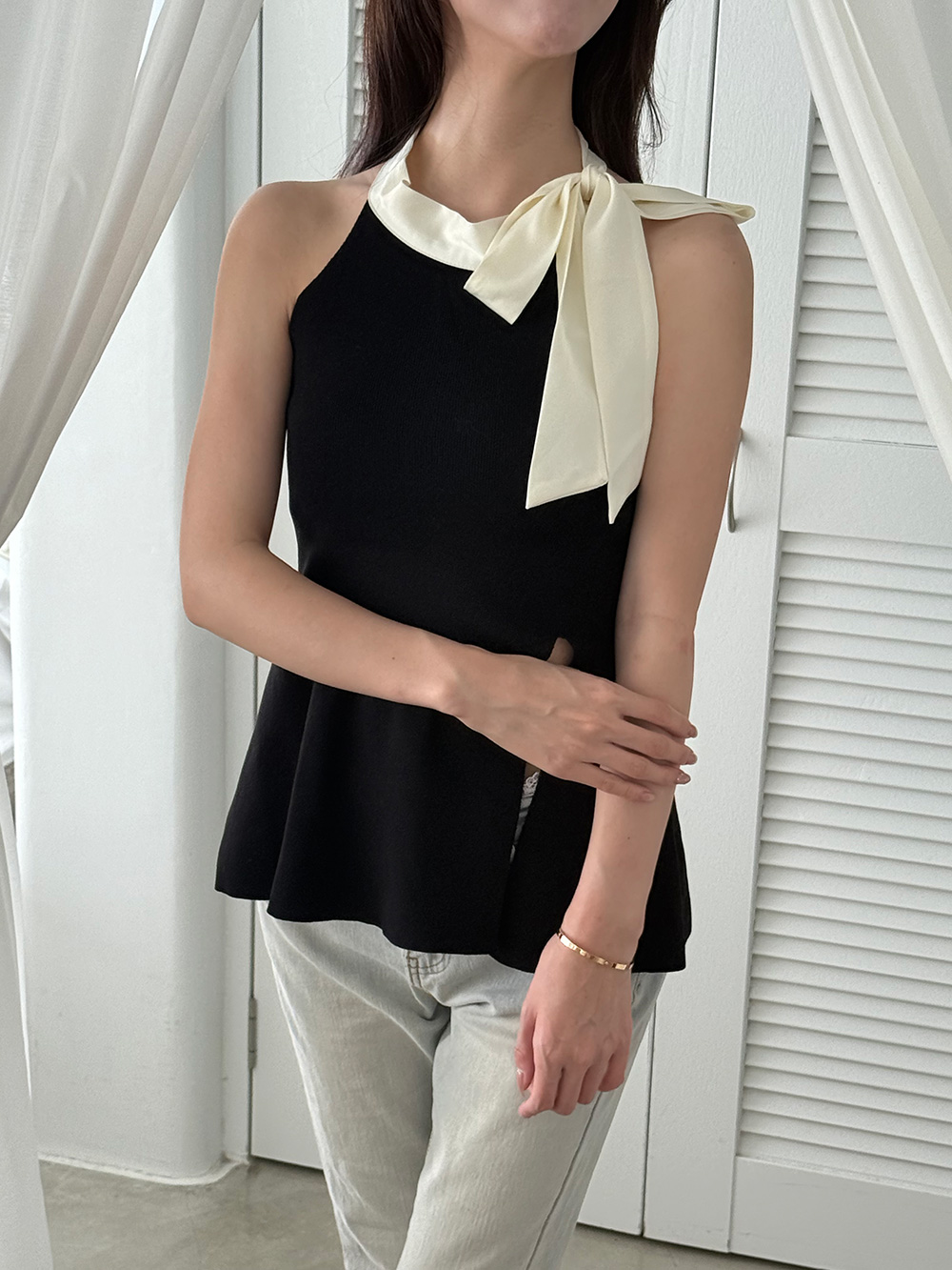 ホルターネックバイカラートップス | 詳細画像4