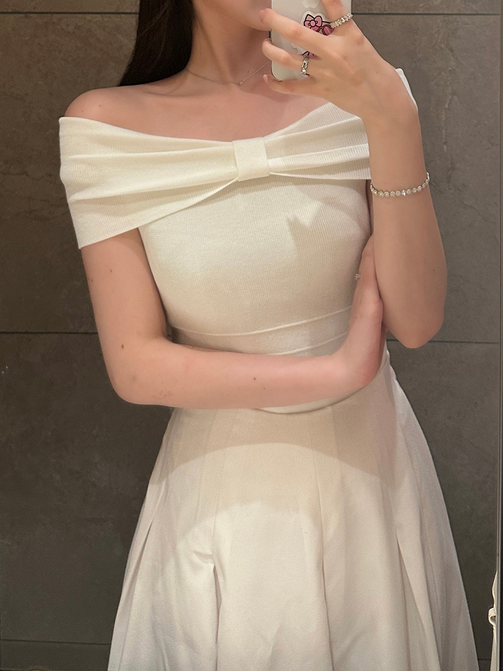 リボンオフショルダー半袖ニット | 詳細画像6