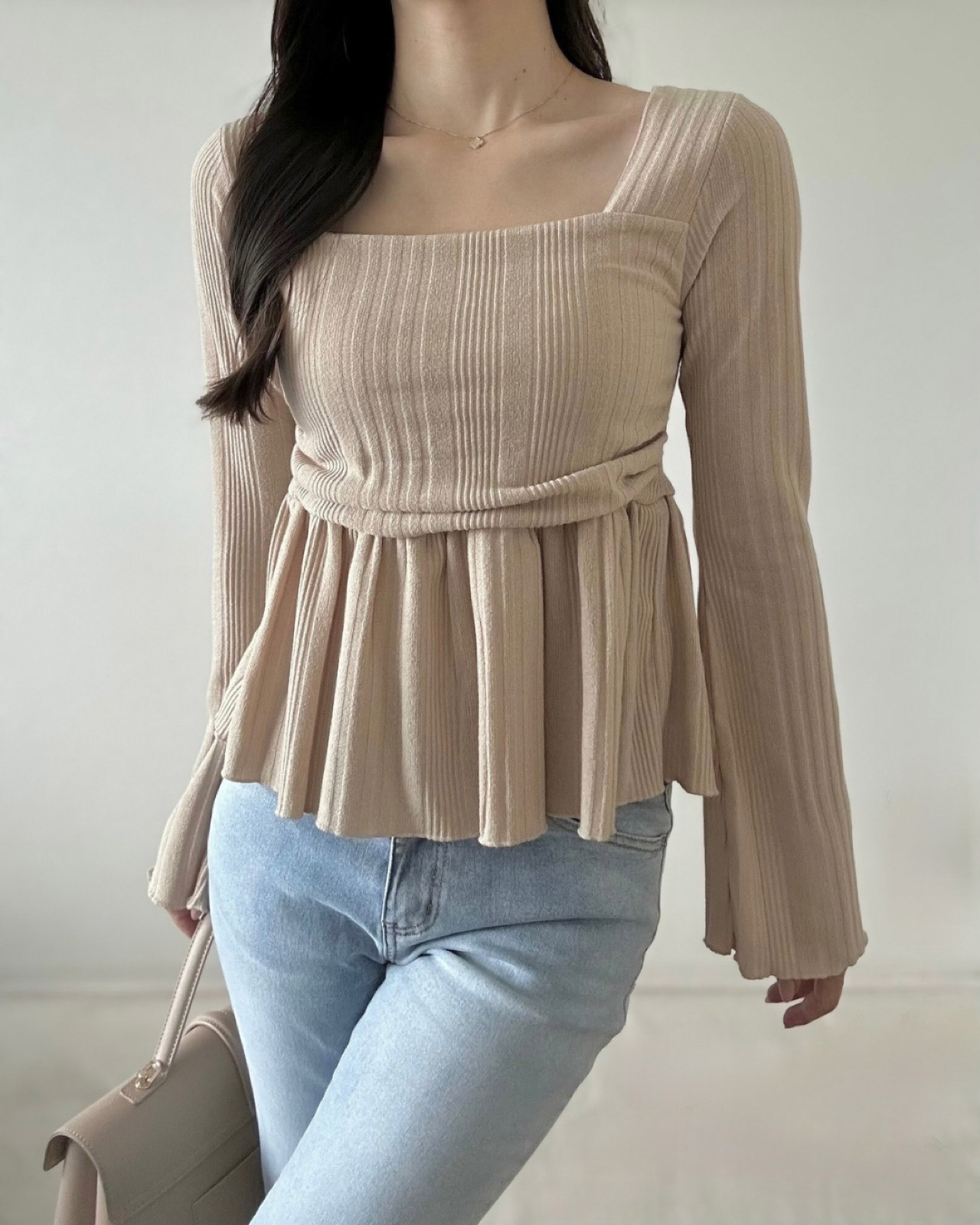 スクエアペプラムクロップドリブTシャツ | 詳細画像4