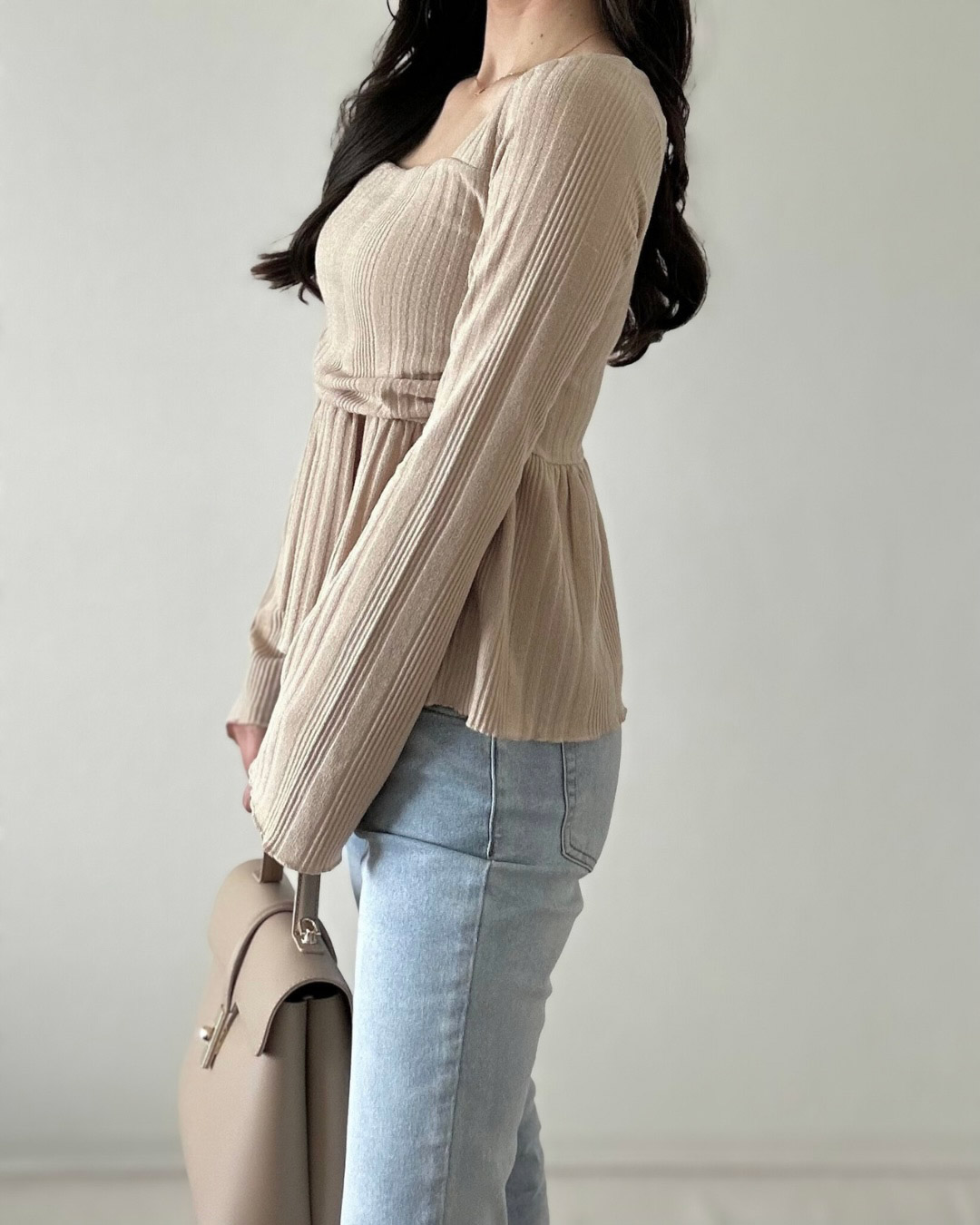 スクエアペプラムクロップドリブTシャツ | 詳細画像7