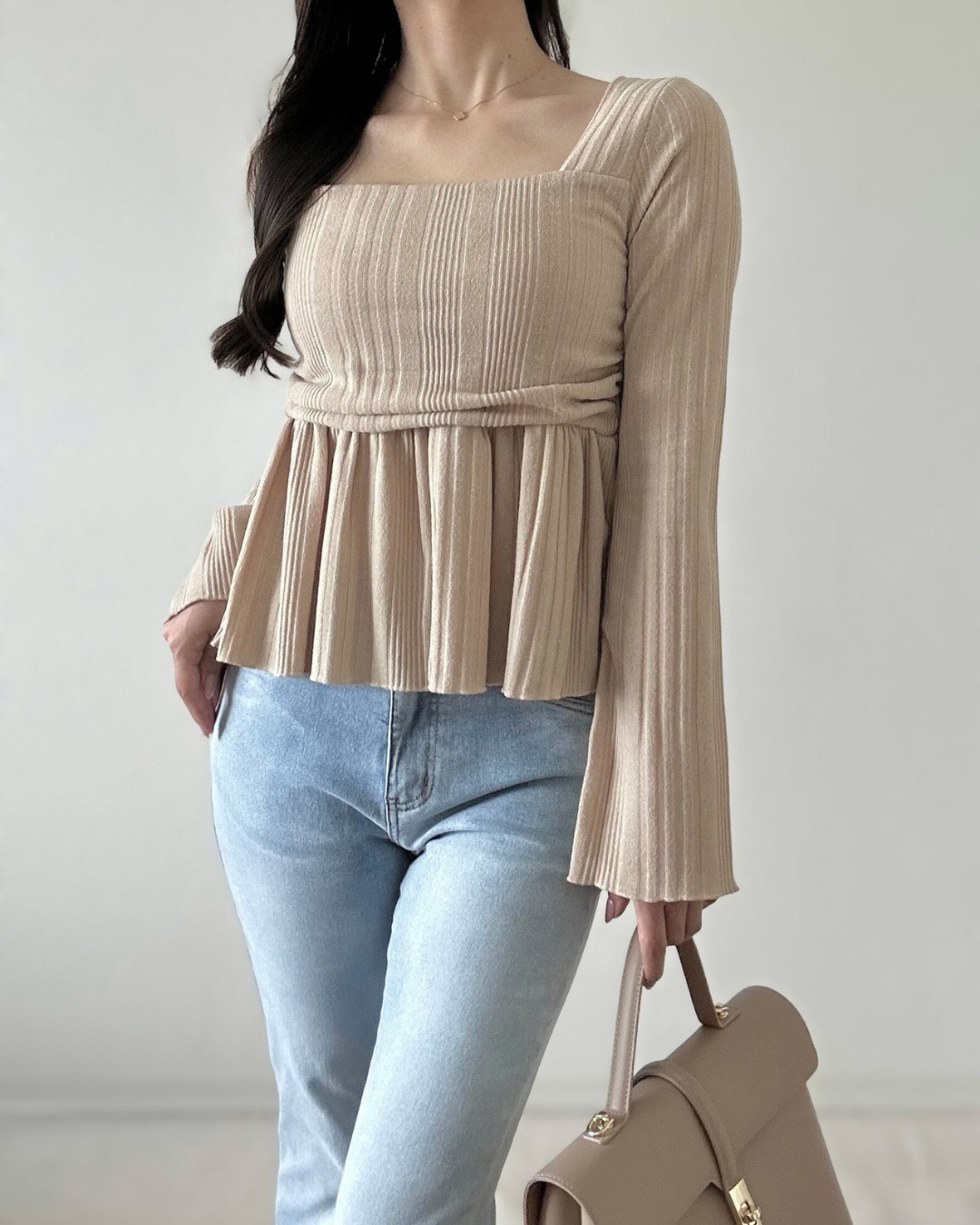 スクエアペプラムクロップドリブTシャツ | 詳細画像9