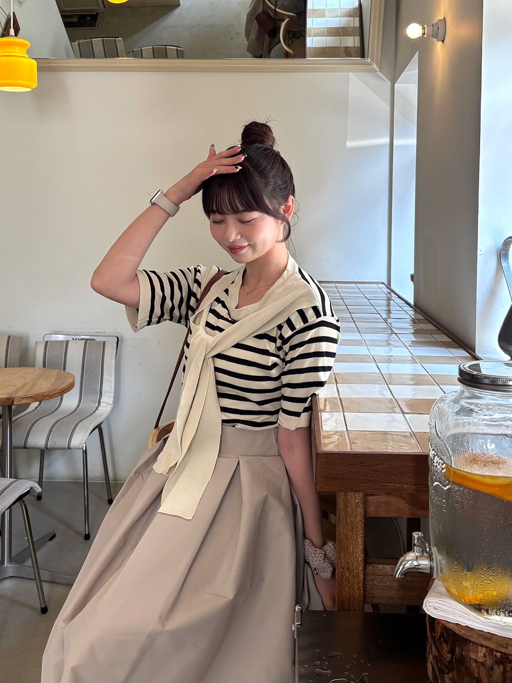 肩掛け風ボーダーニット | 詳細画像6