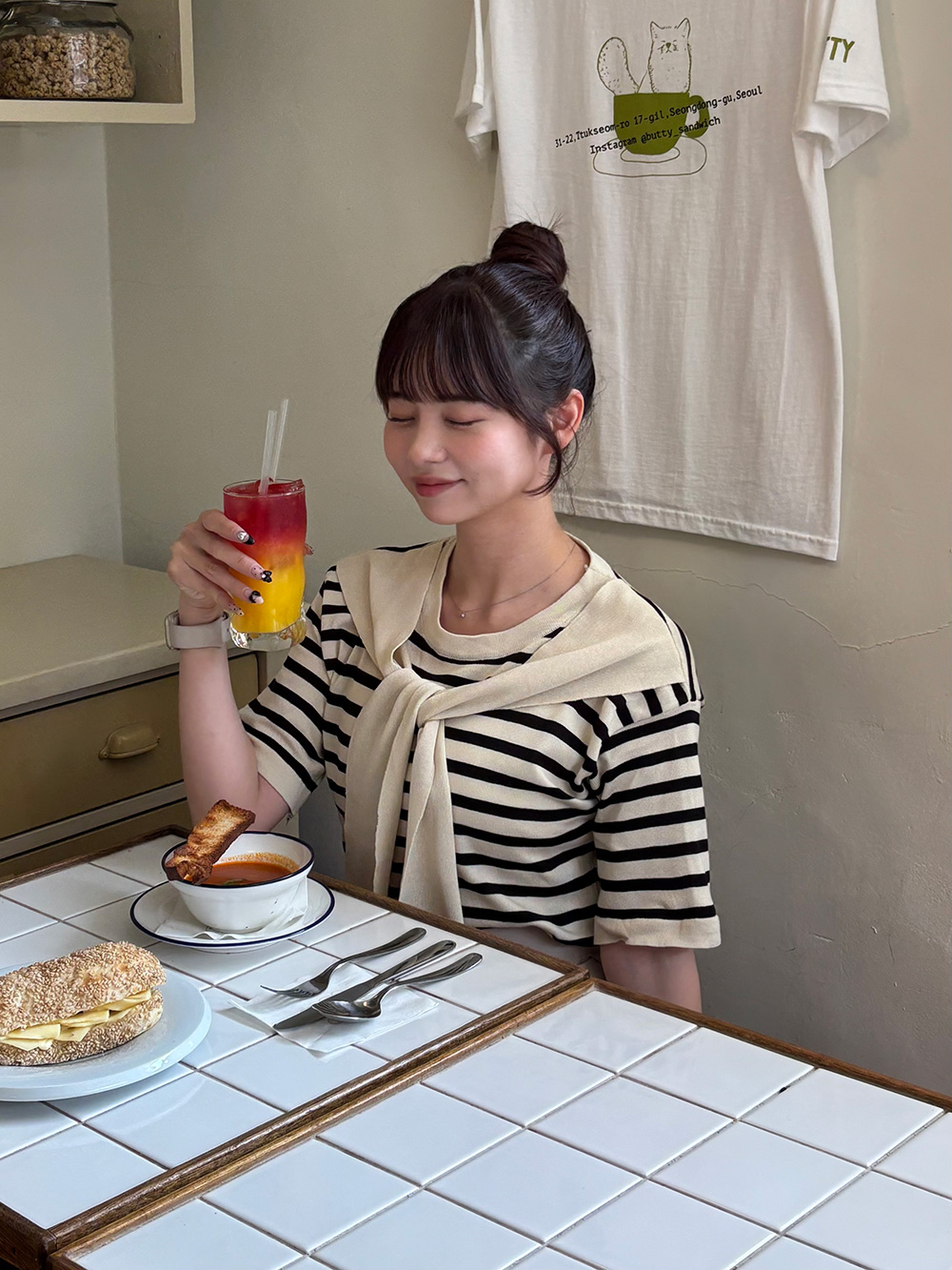 肩掛け風ボーダーニット | 詳細画像17