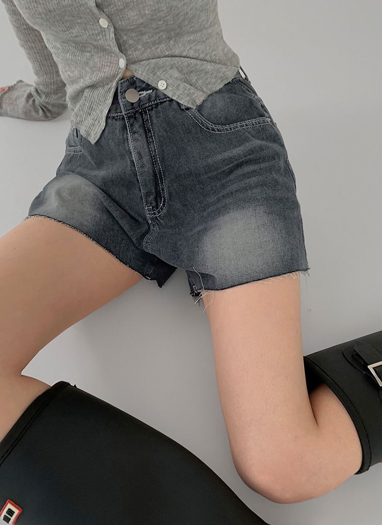 ウォッシングカットショートライトブルーディープブルーショートパンツ