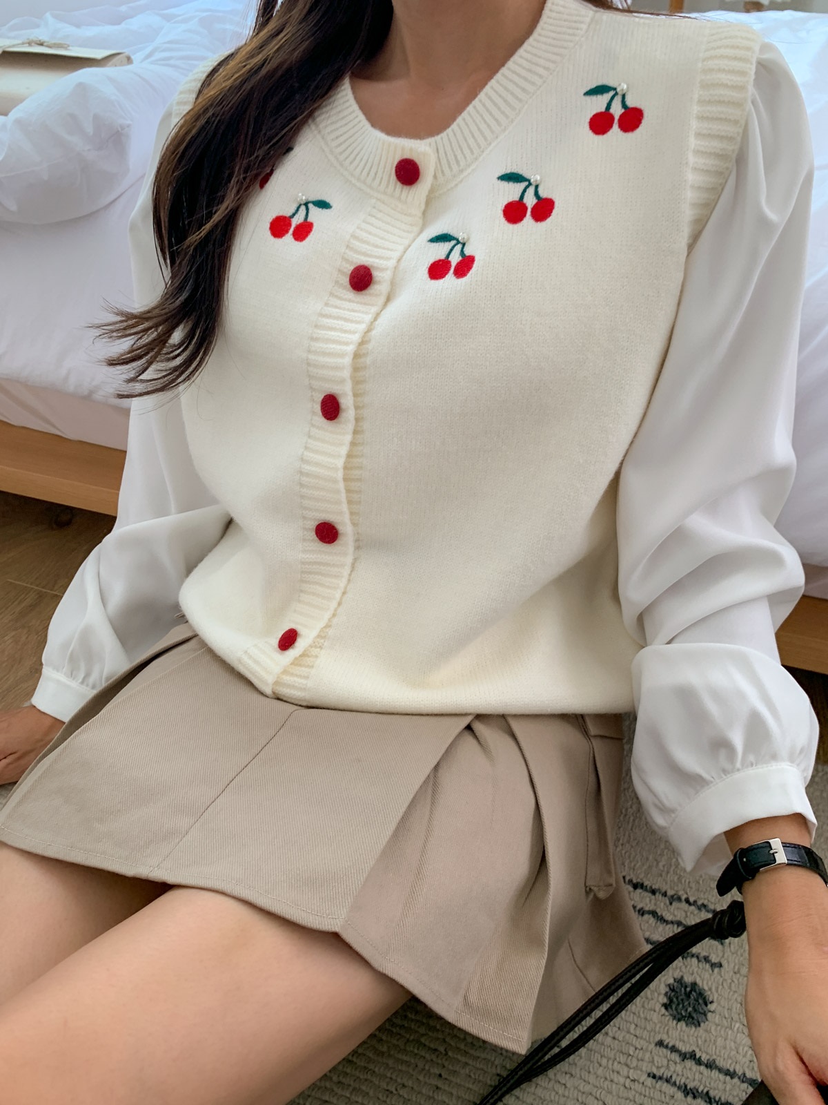 エコパール刺繍くるみボタンベスト | 詳細画像7